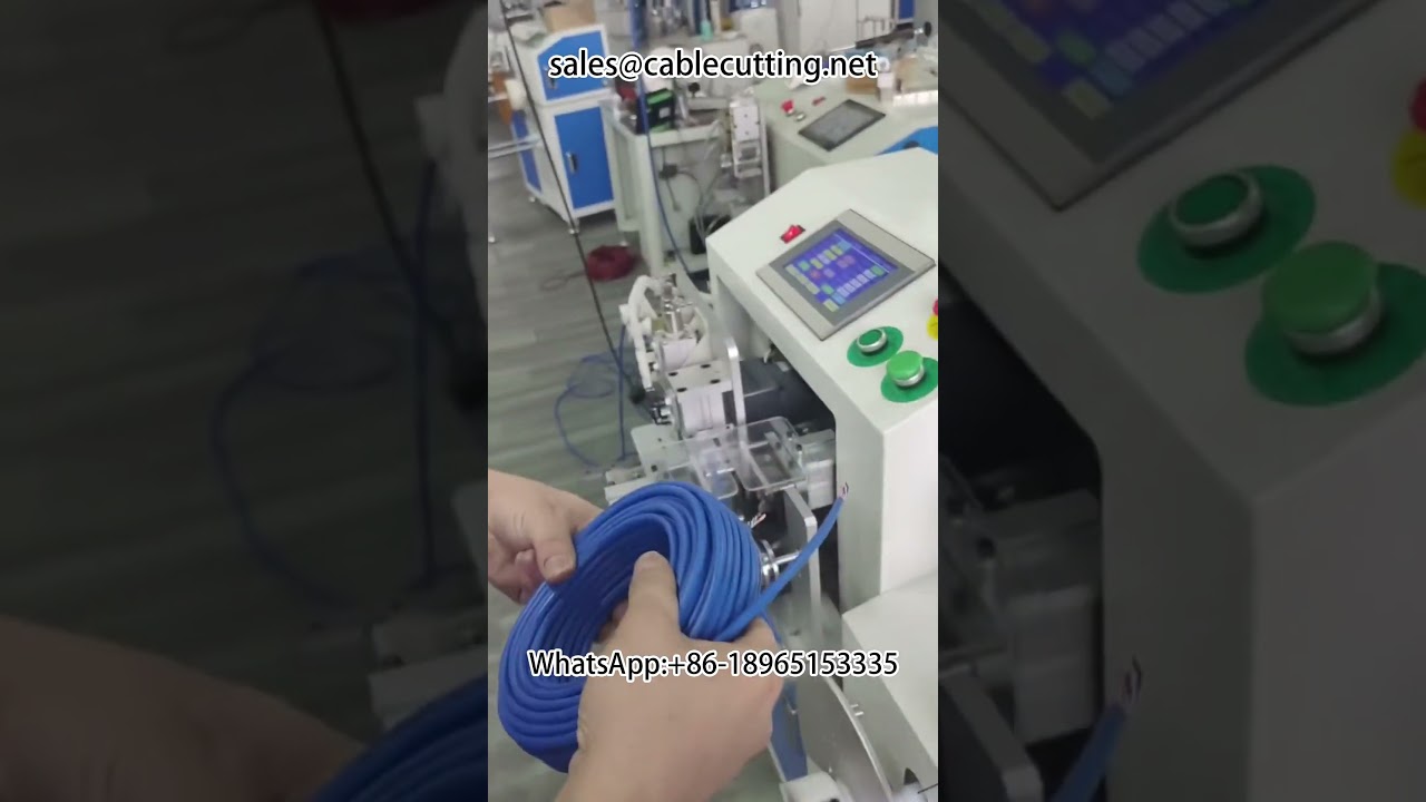 Máy tự động bóc vỏ đầu và cuối dây, đếm mét, quấn và buộc dây phân loại