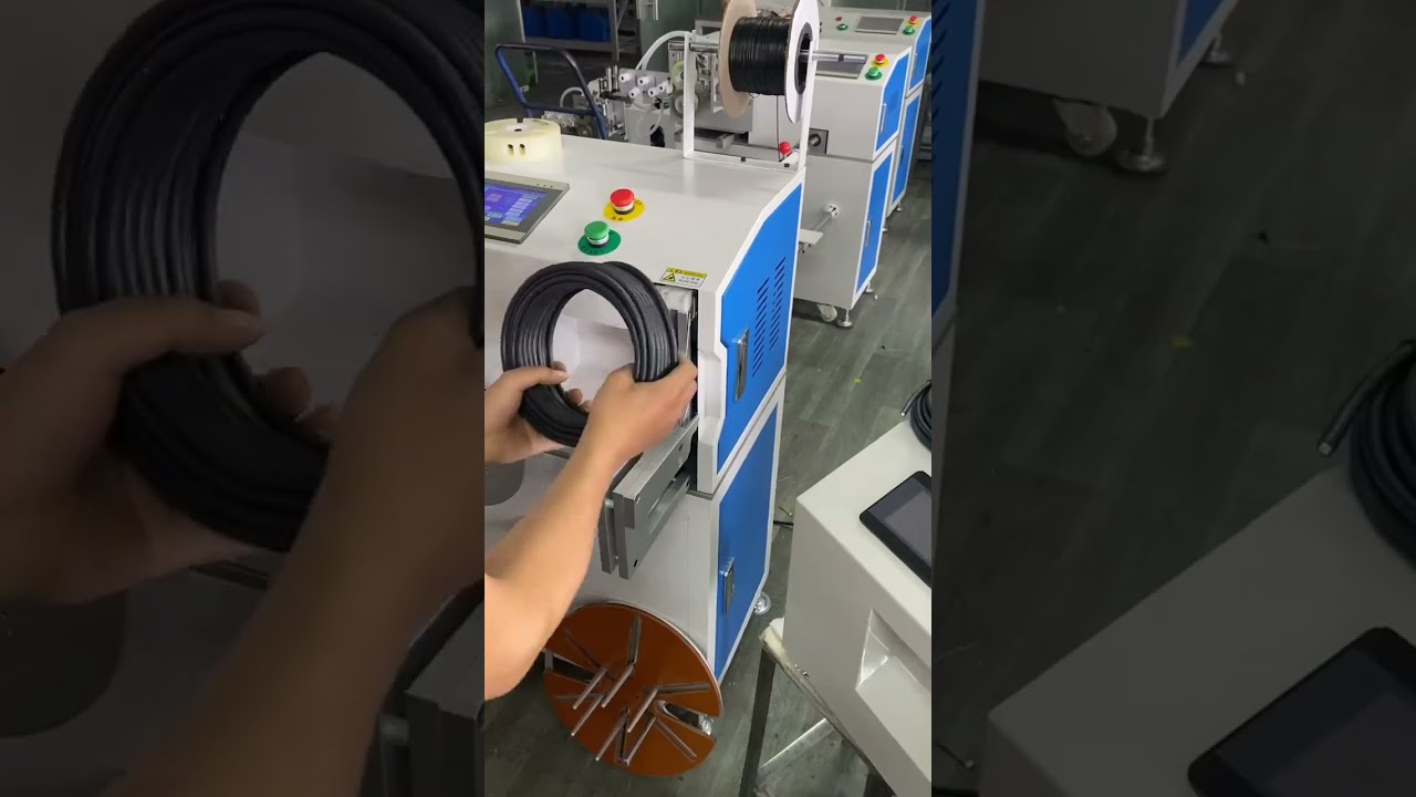 Máy cuốn và buộc cáp điện tự động - Đo mét chính xác, di chuyển ngang #máymóc